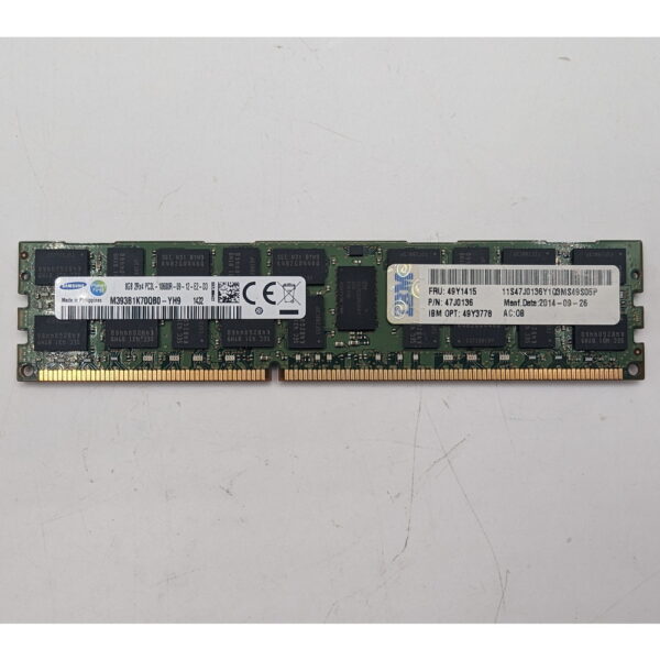 Модуль памяти 49Y1415, 49Y1397, 47J0136, M393B1K70QB0-YH9, Samsung, IBM, DDR3, 8Gb, 10600
