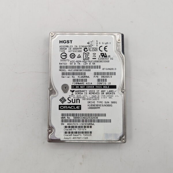 Жесткий диск HUC109030CSS600, 7051974, Oracle, Hitachi, 300 Гб, SAS, 2.5