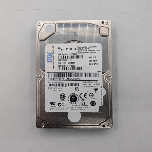 Жесткий диск AL13SEB900, 81Y9650, 81Y9651, 81Y3805, IBM, 900 Гб, SAS, 2.5