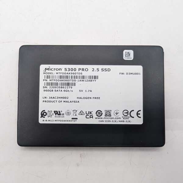 SSD диск MTFDDAK960TDS-1AW1ZABYY, Micron, 960 Гб, SATA, 2.5