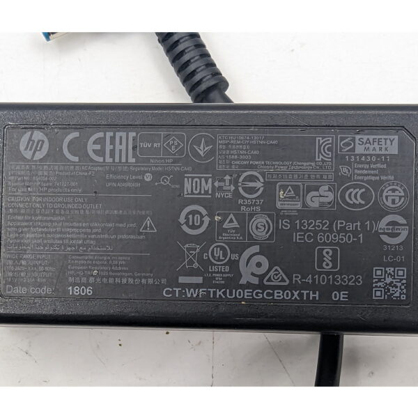 Адаптер питания 854054-002, 741727-001, HP, 19.5V, 2.31A, 4.5 x 3.0 мм, с иглой — изображение 2