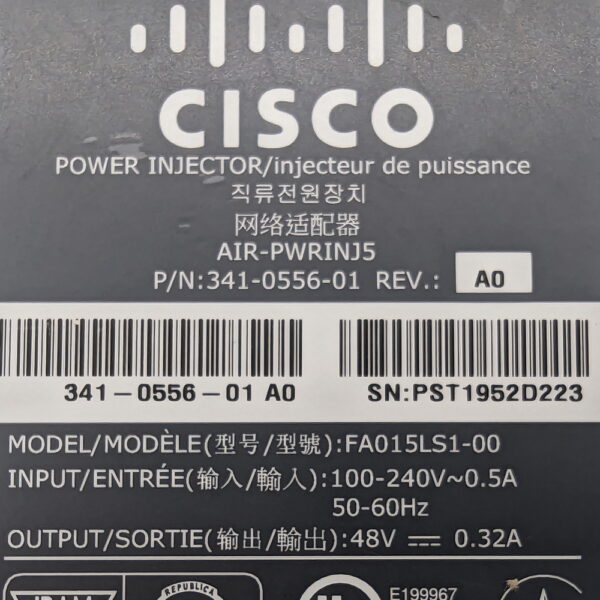 Блок питания 341-0556-01, FA015LS1-00, AIR-PWRINJ5, Cisco PoE инжектор — изображение 3
