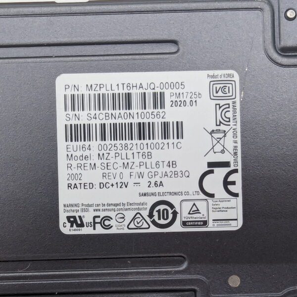 SSD диск MZPLL1T6HAJQ-00005, PM1725B, Samsung, 1.6 Тб, NVMe, PCI-E — изображение 3