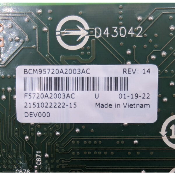 Сетевая карта Broadcom, BCM95720A2003AC, BCM5720-2P, PCI-E, 10/100/1000 Мбит/с — изображение 3