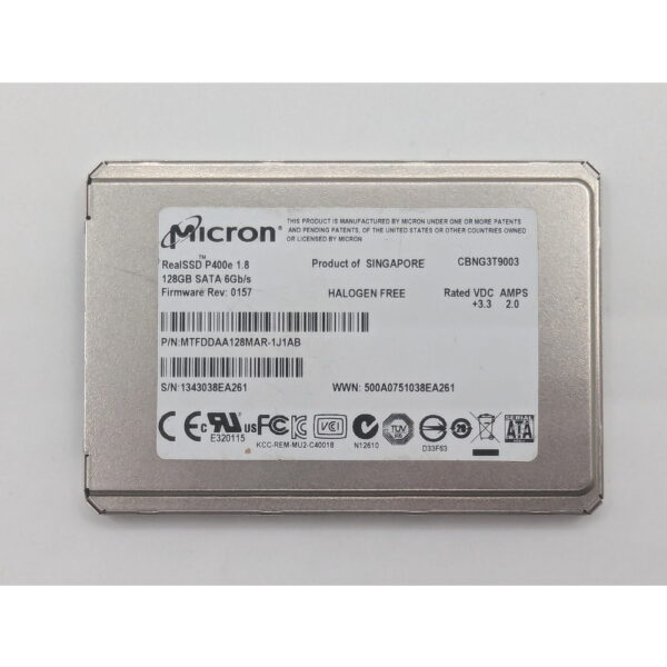 SSD диск MTFDDAA128MAR-1J1AB, RealSSD P400e, Micron, 128 Гб, uSATA, 1.8