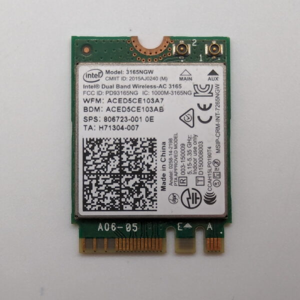 Wi-Fi + Bluetooth модуль 806723-001, 3165NGW, HP, Intel, NGFF, 802.11AC