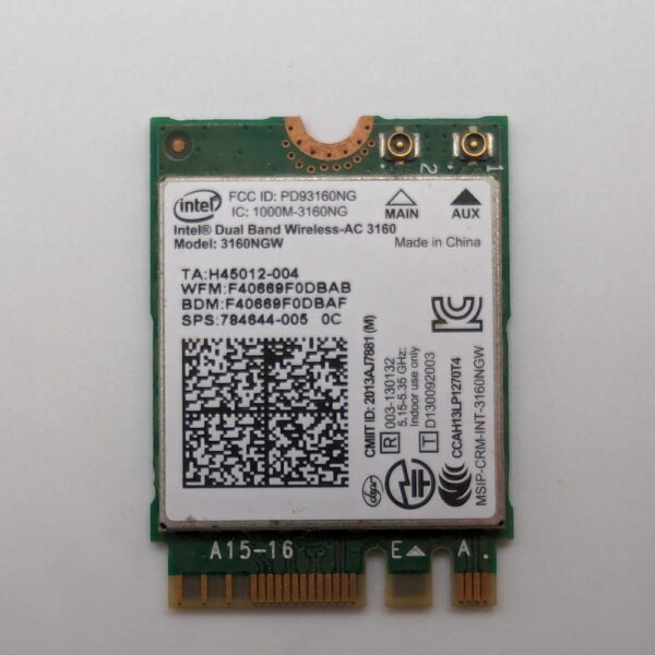 Wi-Fi + Bluetooth модуль 784844-005, 3160NGW, HP, Intel, NGFF