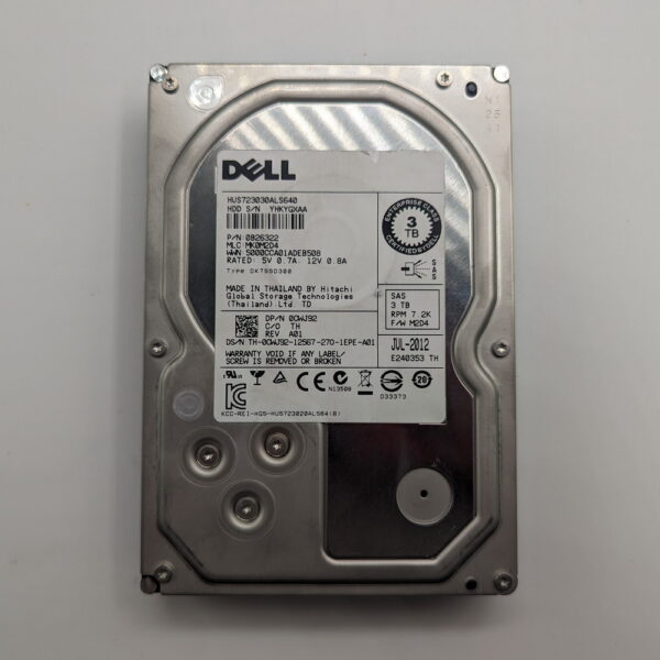 Жесткий диск 0CWJ92, HUS723030ALS640, Dell, Hitachi, 3 Тб, SAS, 3.5