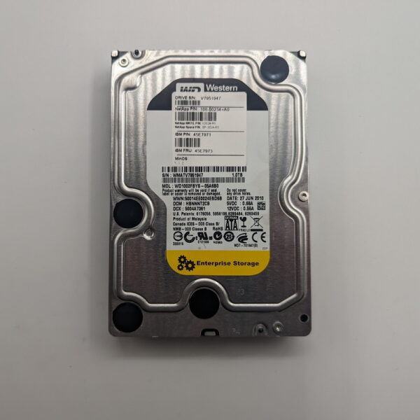 Жесткий диск WD1002FBYS, 108-00234+A0, X302A-R5, SP-302A-R5, 45E7971, 45E7973, NetApp, WD, IBM, 1 Тб, SATA, 3.5
