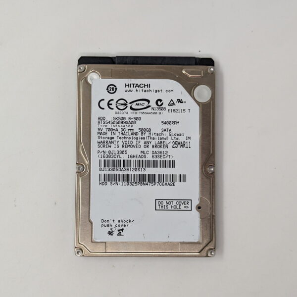 Жесткий диск HTS545050B9SA00, Hitachi, 500 Гб, SATA, 2.5