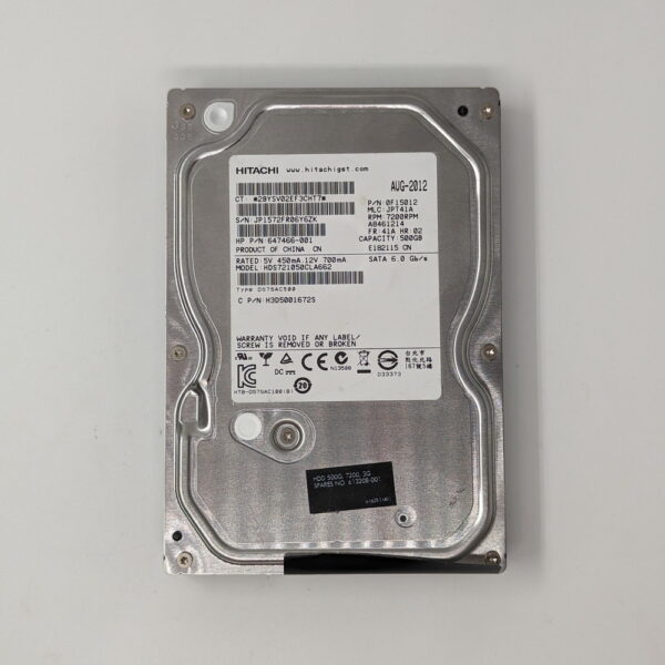 Жесткий диск 647466-001, HDS721050CLA662, Hitachi, HP, 500 Гб, SATA, 3.5