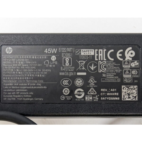 Блок питания L25296-001, TPN-LA15, 741727-001, HP 19.5V, 2.31A, 4.5х3.0(Pin), 45W — изображение 3