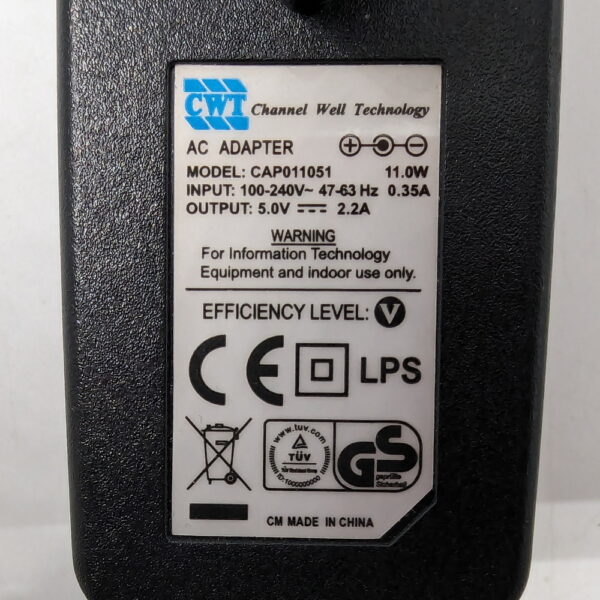 Адаптер питания CAP011051, CWT, 5V, 2.2A, 5.5-2.1MM — изображение 3