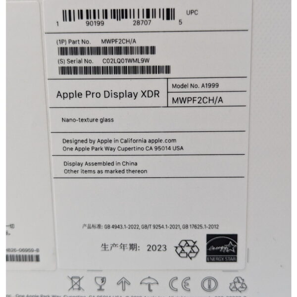 Монитор Apple Pro Display XDR, A1999, Nanо-tехturе glass, SN: C02LQ01WML9W — изображение 3