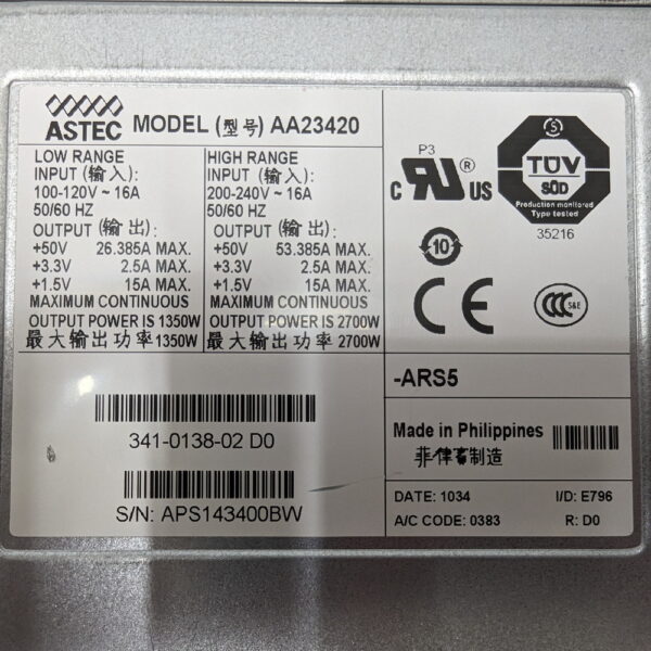 Блок питания AA23420, 341-0138-02, PWR-2700-AC/4, Cisco 7600 — изображение 3