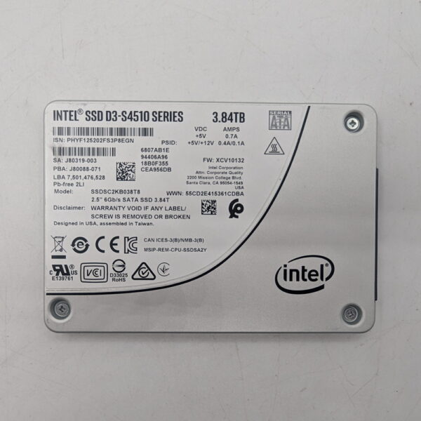 SSD диск SSDSC2KB038T8, D3-S4510, Intel, 3.84 Тб, SATA, 2.5