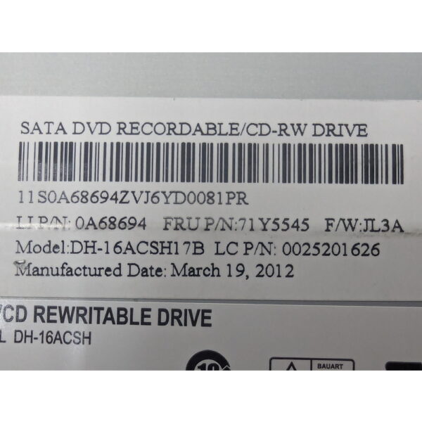 Привод DVD-RW DH-16ACSH17B, 71Y5545, 0025201626, Sony, NEC, Sata — изображение 3