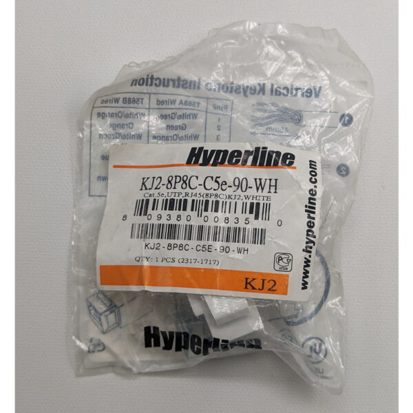 Вставка KJ2-8P8C-C5e-90-WH, Hyperline, Jack RJ-45, 5e