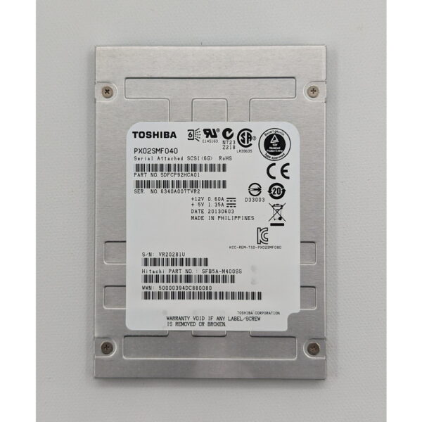 SSD диск PX02SMF040, SDFCP92HCA01, SFB5A-M400SS, Toshiba, 400 Гб, SAS, 2.5