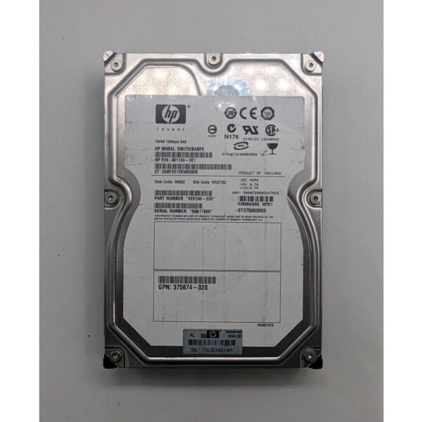 Жесткий диск 461134-001, 375874-020, ST3750630SS, HP, Seagate, 750 Гб, SAS, 3.5