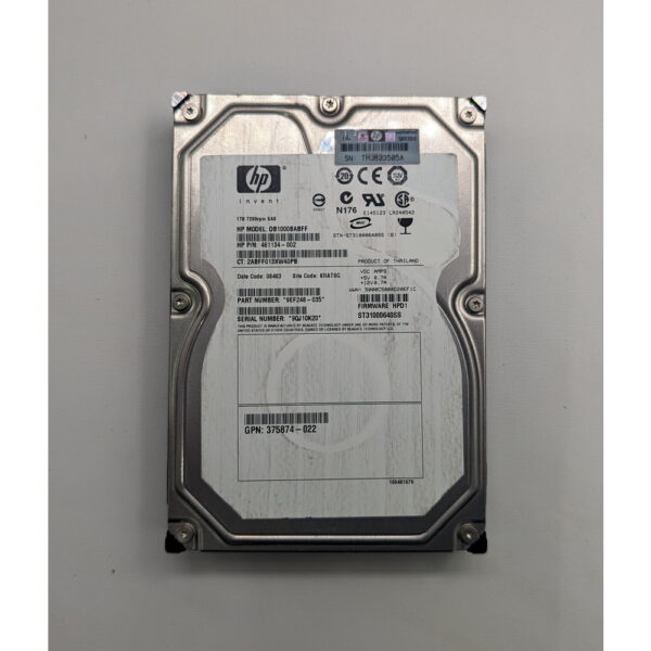 Жесткий диск 461134-002, 375874-022, ST31000640SS, DB1000BABFF, HP, Seagate, 1 Тб, SAS, 3.5