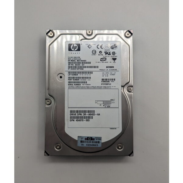 Жесткий диск 360205-021, 404670-003, ST373207LC, BD0728A4C4, HP, Seagate, 72,8 Гб, SCSI, 3.5