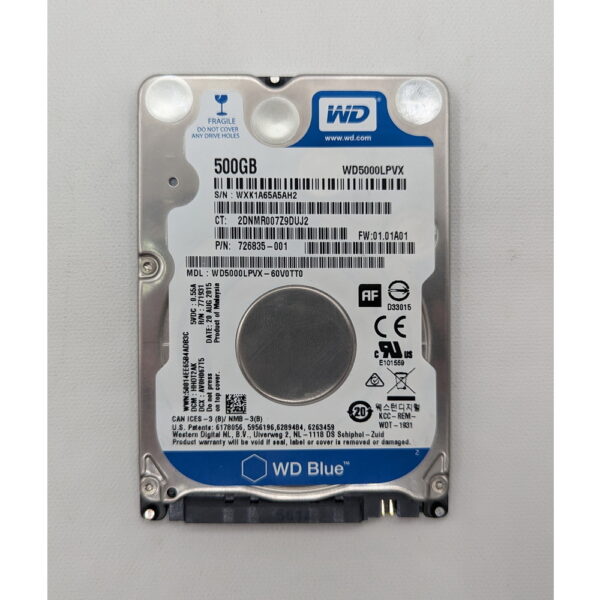 Жесткий диск WD5000LPVX, 726835-001, WD, HP, 500 Гб, SATA, 2.5