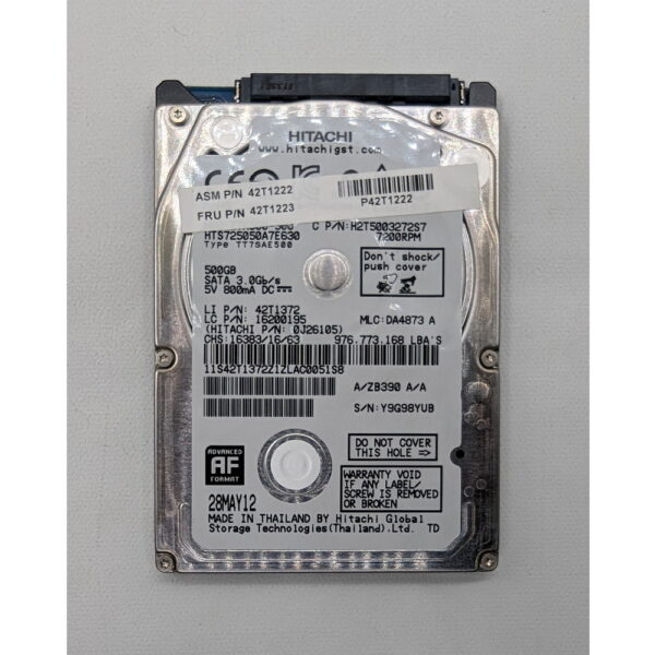 Жесткий диск 42T1223, 42T1222, HTS725050A7E630, HGST, IBM, 500 Гб, SATA, 2.5