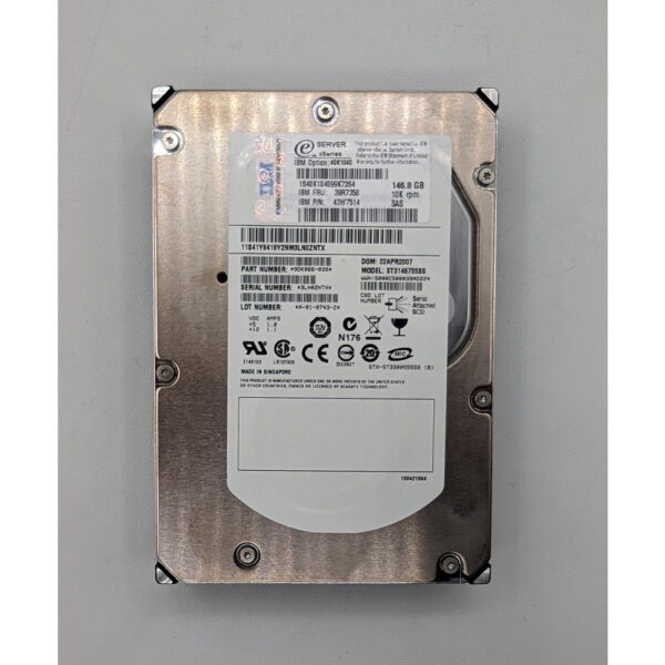 Жесткий диск ST3146755SS, 40K1040, 39R7350, 43W7514, IBM, 147 Гб, SCSI, 3.5
