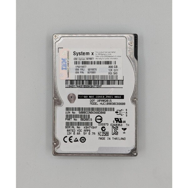 Жесткий диск 90Y8877, 90Y8878, 90Y8881, HUC109030CSS600, IBM, Hitachi, 300 Гб, SAS, 2.5