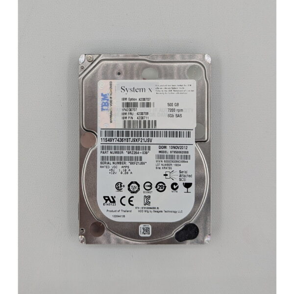 Жесткий диск 42D0707, 42D0708, 42D0711, ST9500620SS, IBM, Seagate, 500 Гб, SAS, 2.5