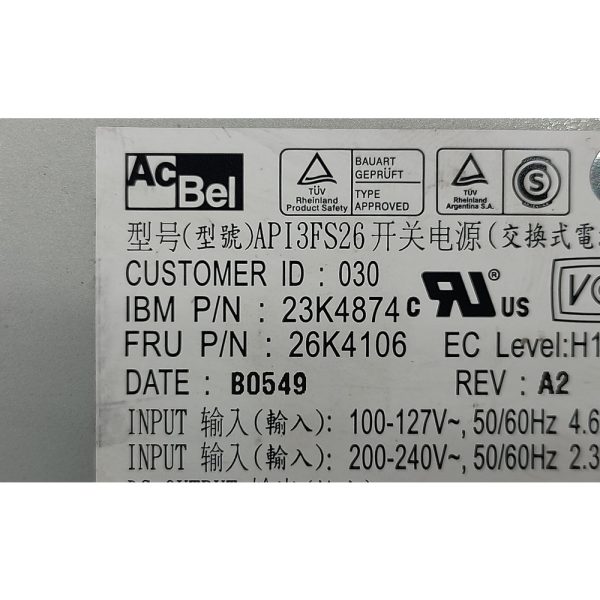 Блок питания API3FS26, 23К4874, 26К4106, AcBel, IBM X306 300W