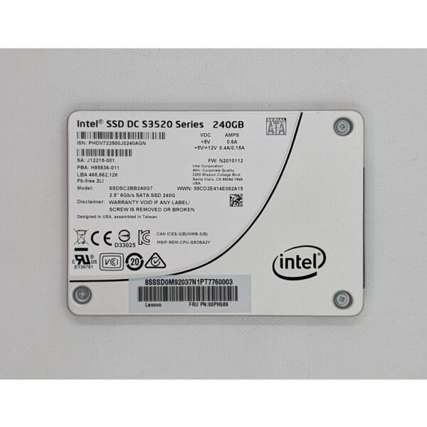 SSD диск 00PH589, SSDSC2BB240G7, Intel SSD DC S3520, Lenovo, 240 Гб, SATA, 2.5"