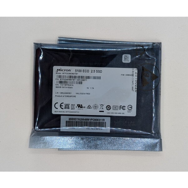 SSD диск 01MP016, MTFDDAK960TBY, MTFDDAK960TBY-1AR1ZABYY, Micron 5100 ECO, Lenovo, 960 Гб, SATA, 2.5"