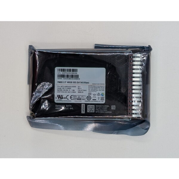 SSD диск 02JG864, MZ7LH480HAHQ-00005, MZ-7LH4800 с салазками 17A06246, Samsung, Lenovo, 480 Гб, SATA, 2.5"