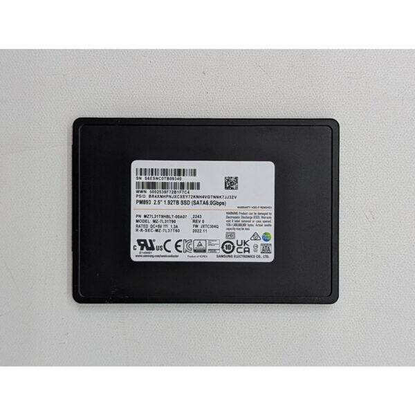SSD диск MZ7L31T9HBLT-00A07, PM893, MZ-7L31T90, Samsung, 1,92 Тб, SATA, 2.5
