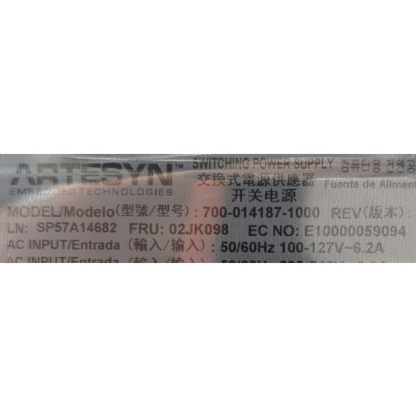 Блок питания 02JK098, 700-014187-1000, Artesyn, Lenovo ThinkSystems SR530, SR550, SR570, SR588, SR590, SR630, SR650, SR658, SR860, 550W — изображение 2