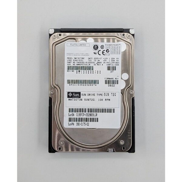 Жесткий диск MAT3073NC, 390-0175-02, SUN, Fujitsu, 72 Гб, SCSI, 3.5