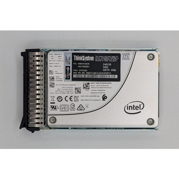 SSD диск 01PE330, 4XB7A13625, 4XB7A62801, SSDSC2KB240G8L, Intel DC S4510, Lenovo ThinkSystem SR570, SR590, SR860, ST250, SR250, ST550, SR950, SN850 S, N550, SD530, SR630, SR530, SR550, SR650, SR850, 240 Гб, SATA, 2.5