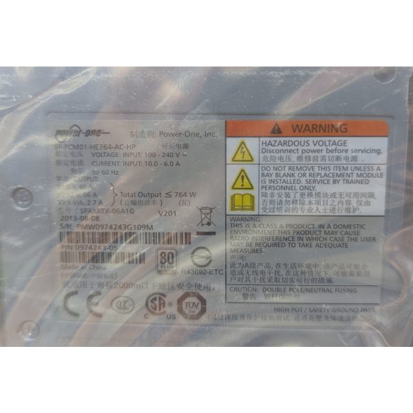Блок питания 0974243-05, SP-PCM01-HE764-AC-HP, Power One, HP 3PAR StoreServ 7200, 7400, M6710, M6720, 764 Вт