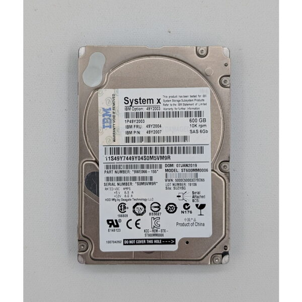 Жесткий диск ST600MM0006, 49Y2003, 49Y2004, 49Y2007, IBM, Seagate, 600 Гб, SAS, 2.5