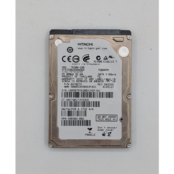 Жесткий диск HTS725025A9A364, 580302-002, 7K500-250, Hitachi, 250 Гб, SATA, 2.5