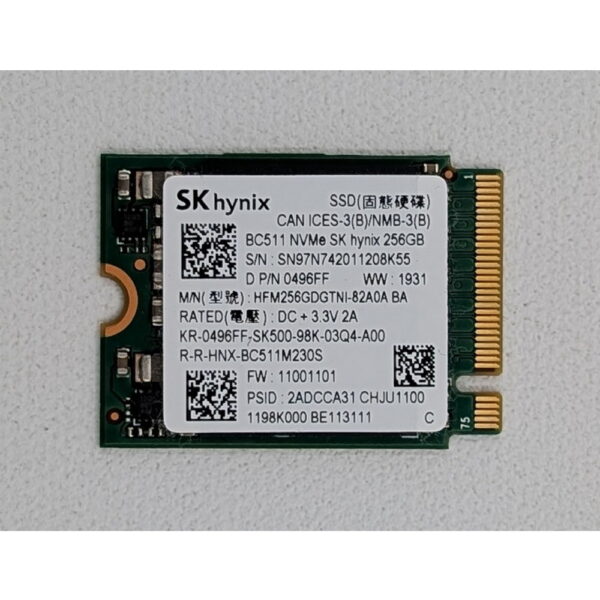SSD диск 0496FF, HFM256GDGTNI, SK hynix, 256 Гб, PCIe, NVMe, M.2, 2230, Gen 3 x 4 — изображение 2