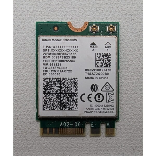 Wi-Fi модуль 01AX722, 8265NGW, Lenovo, Intel