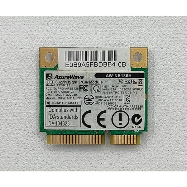 Wi-Fi модуль AR5B125, AW-NE186H, 0C001-00051000, Atheros, AzureWave, Asus K55DE, 802.11b/g/n, Mini PCI Express
