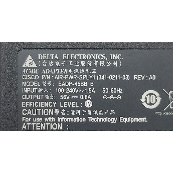 Адаптер питания 341-0211-01, AIR-PWR-SPLY1, Cisco Aironet 1250 Series, без кабеля питания