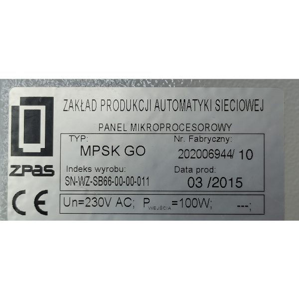 Панель управления WZ-SB66-00-00-011, Zpas
