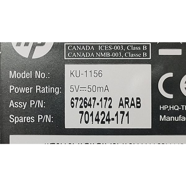 Клавиатура 672647-112, KU-1156, Dell, USB, Англо-Арабская расскладка