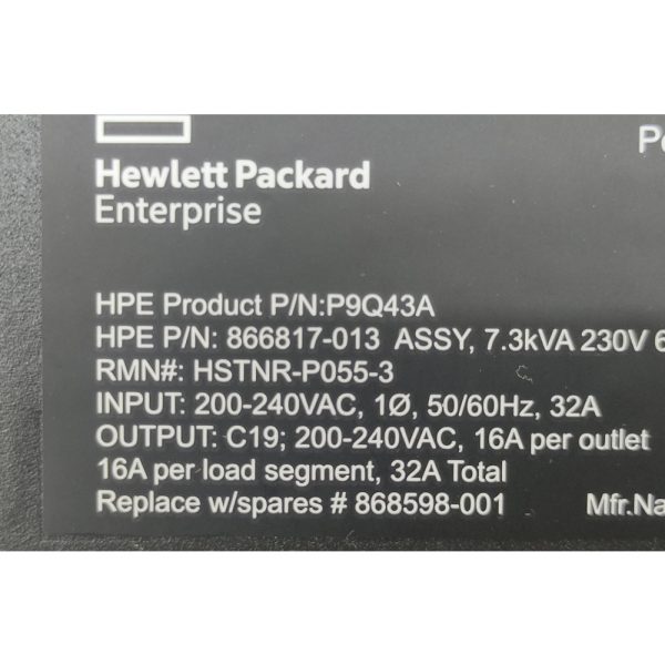 Распределитель питания 866817-013, P9Q43A, HPE, 1U, 6 x C19, 32A, 7.3kVA