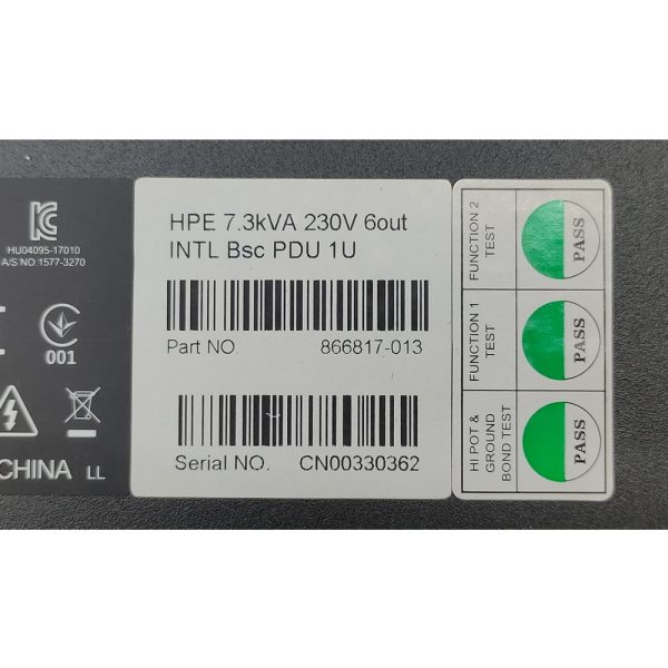 Распределитель питания 866817-013, P9Q43A, HPE, 1U, 6 x C19, 32A, 7.3kVA, без креплений